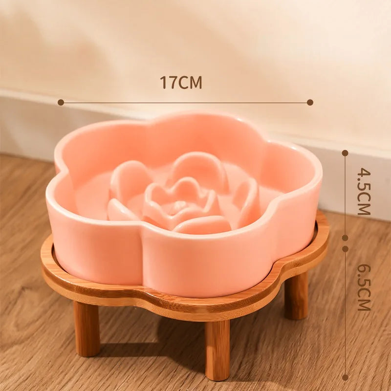 Flower Shape Slow Feed Raised Pet Tableware