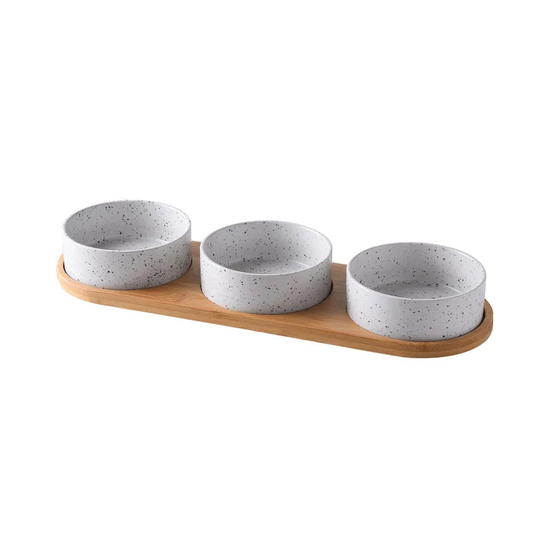 Splash Ink Pet Bowl Wooden Base Tableware