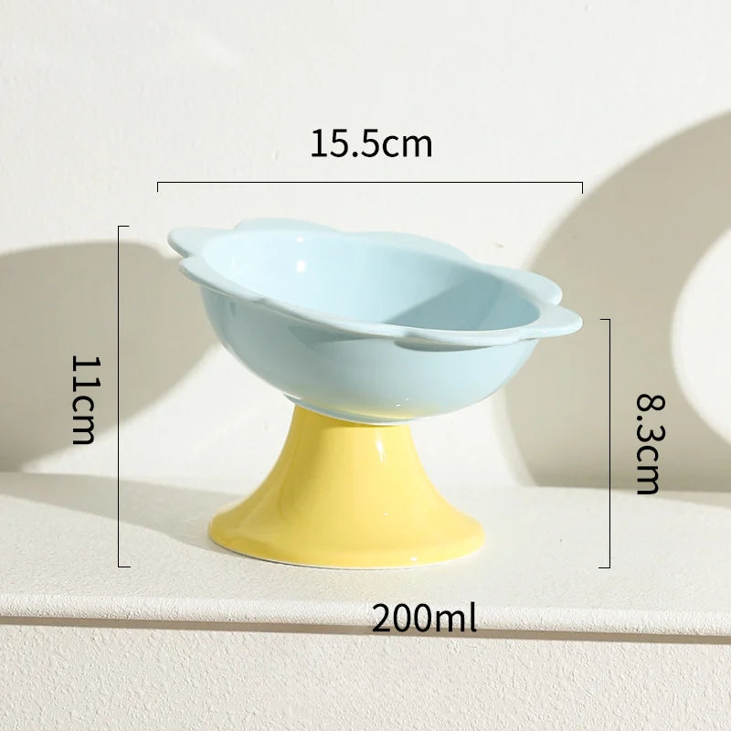 Tilted Pastel Flower Elevated Pet Tableware