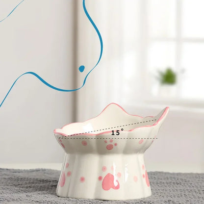 Heart Paw Print Elevated Pet Tableware