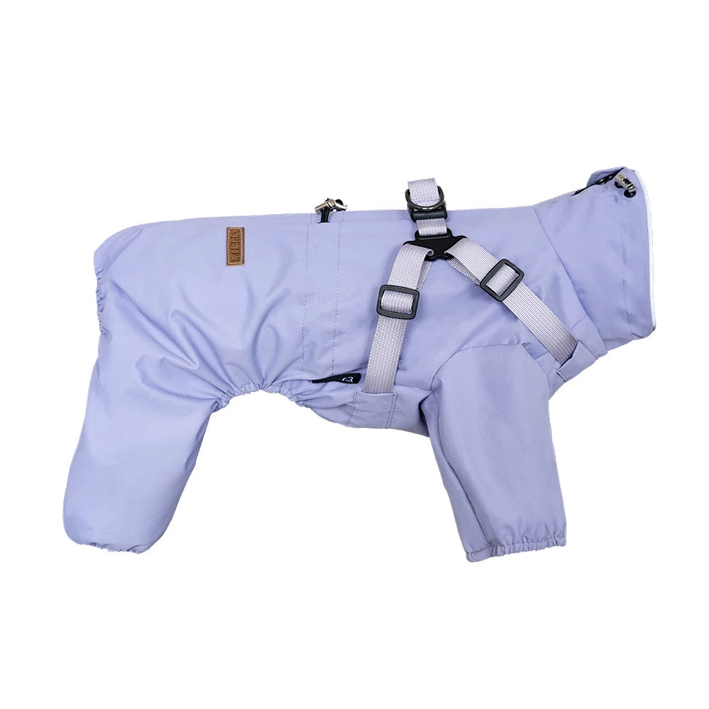 Waterproof Reflective Pet Raincoat Overalls with Adjustable Harness