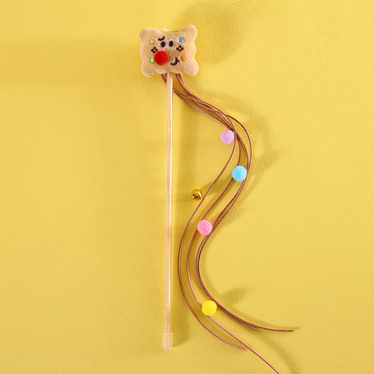 3PC Cookie Toast Cheese With Tassel Cat Toy Wand Stick