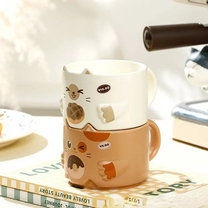 Stackable Cartoon Cat Mug