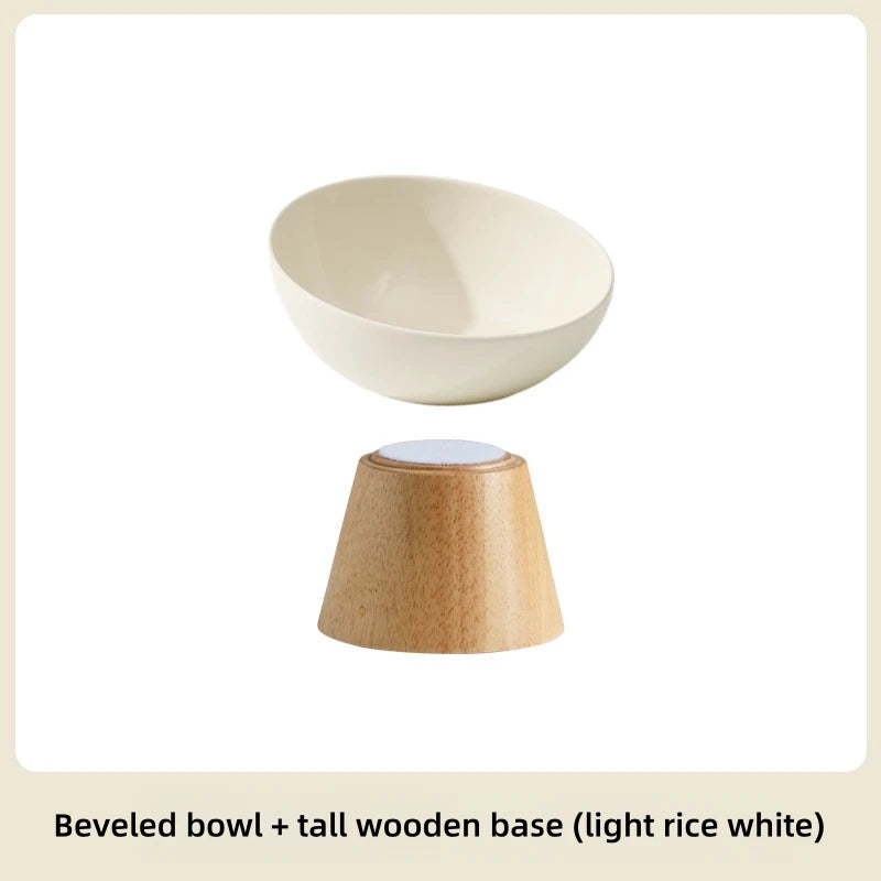 Bevel Edge Wooden Base Pet Tableware