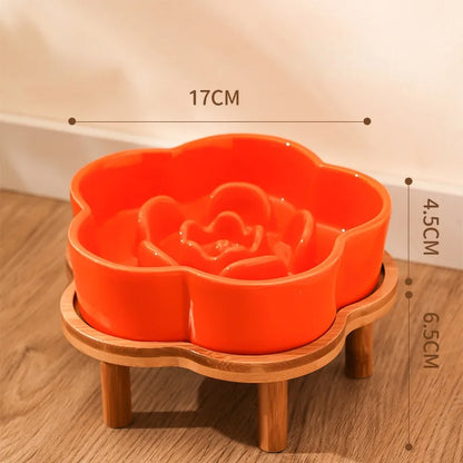 Flower Shape Slow Feed Raised Pet Tableware