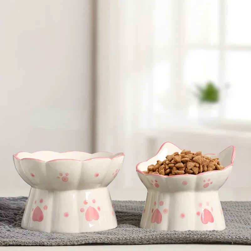 Heart Paw Print Elevated Pet Tableware