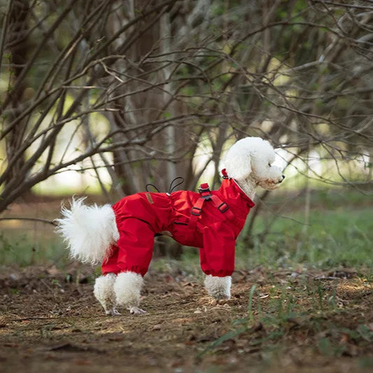 Waterproof Reflective Pet Raincoat Overalls with Adjustable Harness