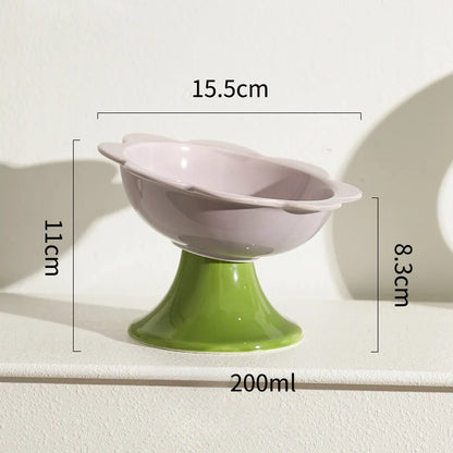 Tilted Pastel Flower Elevated Pet Tableware