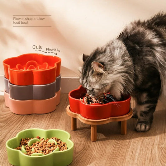 Flower Shape Slow Feed Raised Pet Tableware