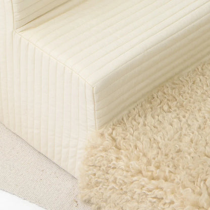 3 Step White Fur Ribbed Pet Stairs