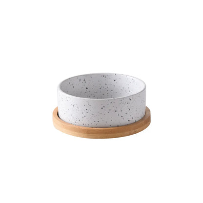 Splash Ink Pet Bowl Wooden Base Tableware