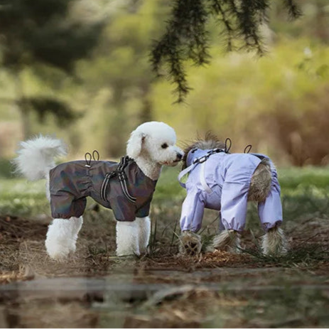 Waterproof Reflective Pet Raincoat Overalls with Adjustable Harness