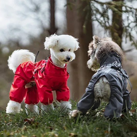 Waterproof Reflective Pet Raincoat Overalls with Adjustable Harness