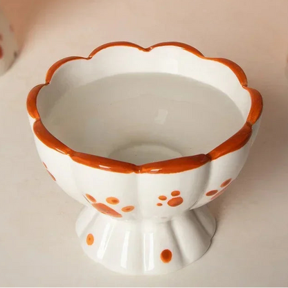 Orange Heart Paw Print Elevated Pet Tableware