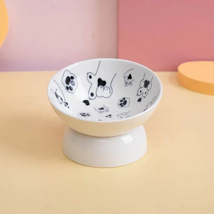 Fun Cartoon Paw Print Elevated Pet Tableware