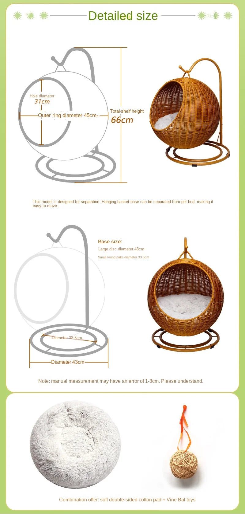 Luxurious Rattan Cradle Swing Pet Nest