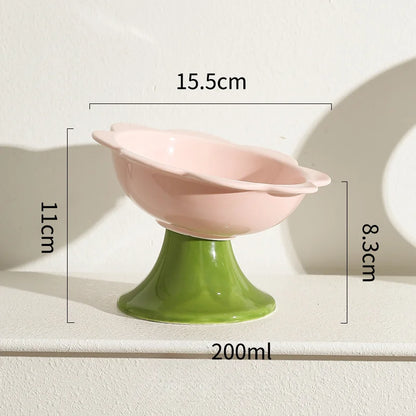 Tilted Pastel Flower Elevated Pet Tableware