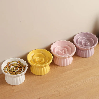 Slow Feed Flower Petal Elevated Pet Tableware