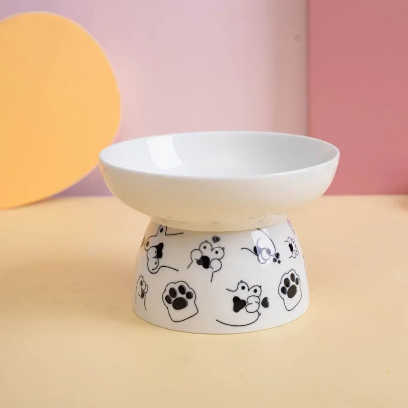 Fun Cartoon Paw Print Elevated Pet Tableware