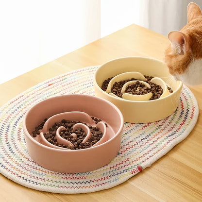 Flower Petal Slow Feed Ceramic Pet Bowl