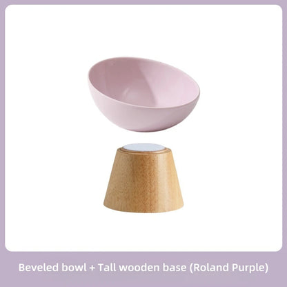 Bevel Edge Wooden Base Pet Tableware