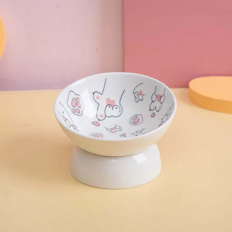 Fun Cartoon Paw Print Elevated Pet Tableware