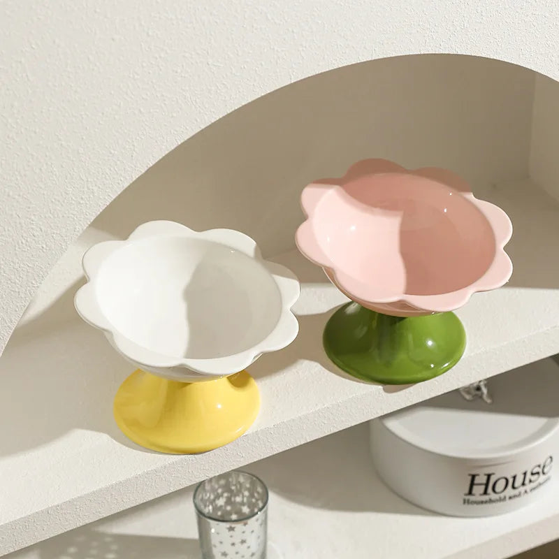 Tilted Pastel Flower Elevated Pet Tableware