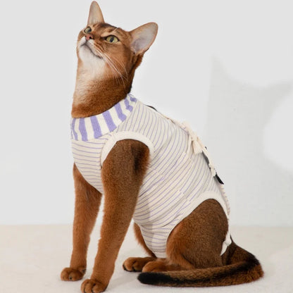 Breathable Striped Pet Postoperative Overalls