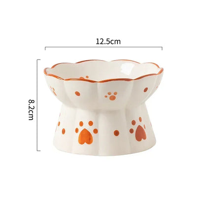 Orange Heart Paw Print Elevated Pet Tableware