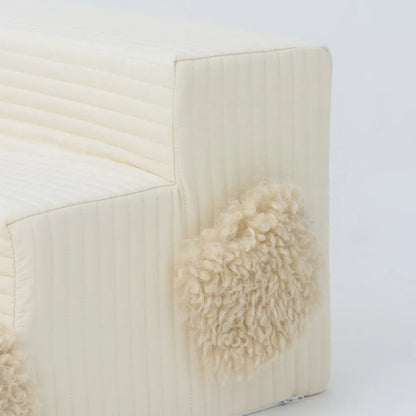 3 Step White Fur Ribbed Pet Stairs