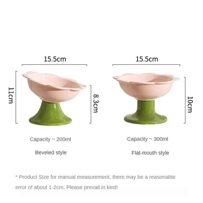 Tilted Pastel Flower Elevated Pet Tableware