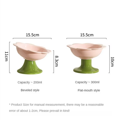 Tilted Pastel Flower Elevated Pet Tableware